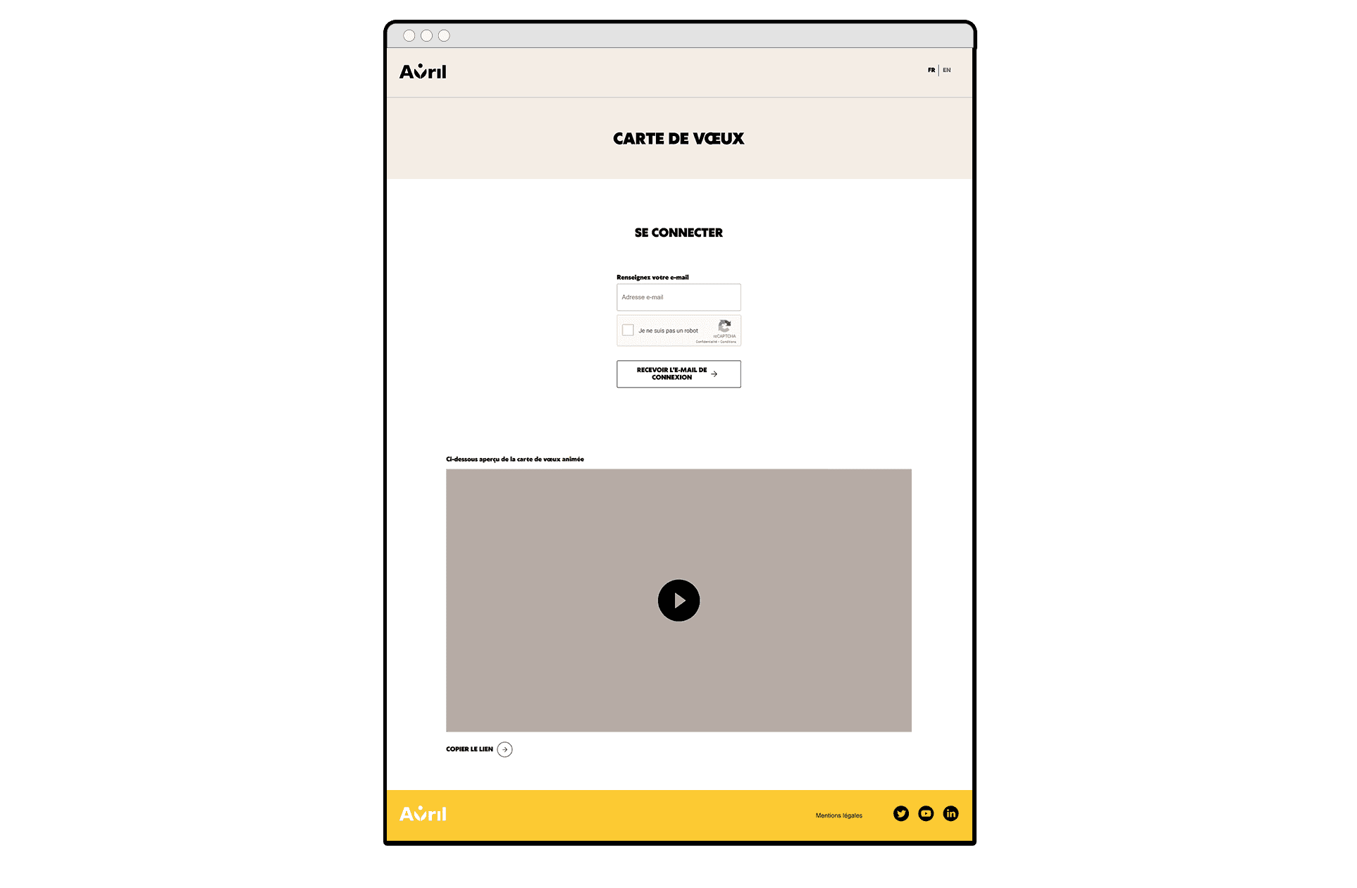 Groupe Avril, écran de connexion