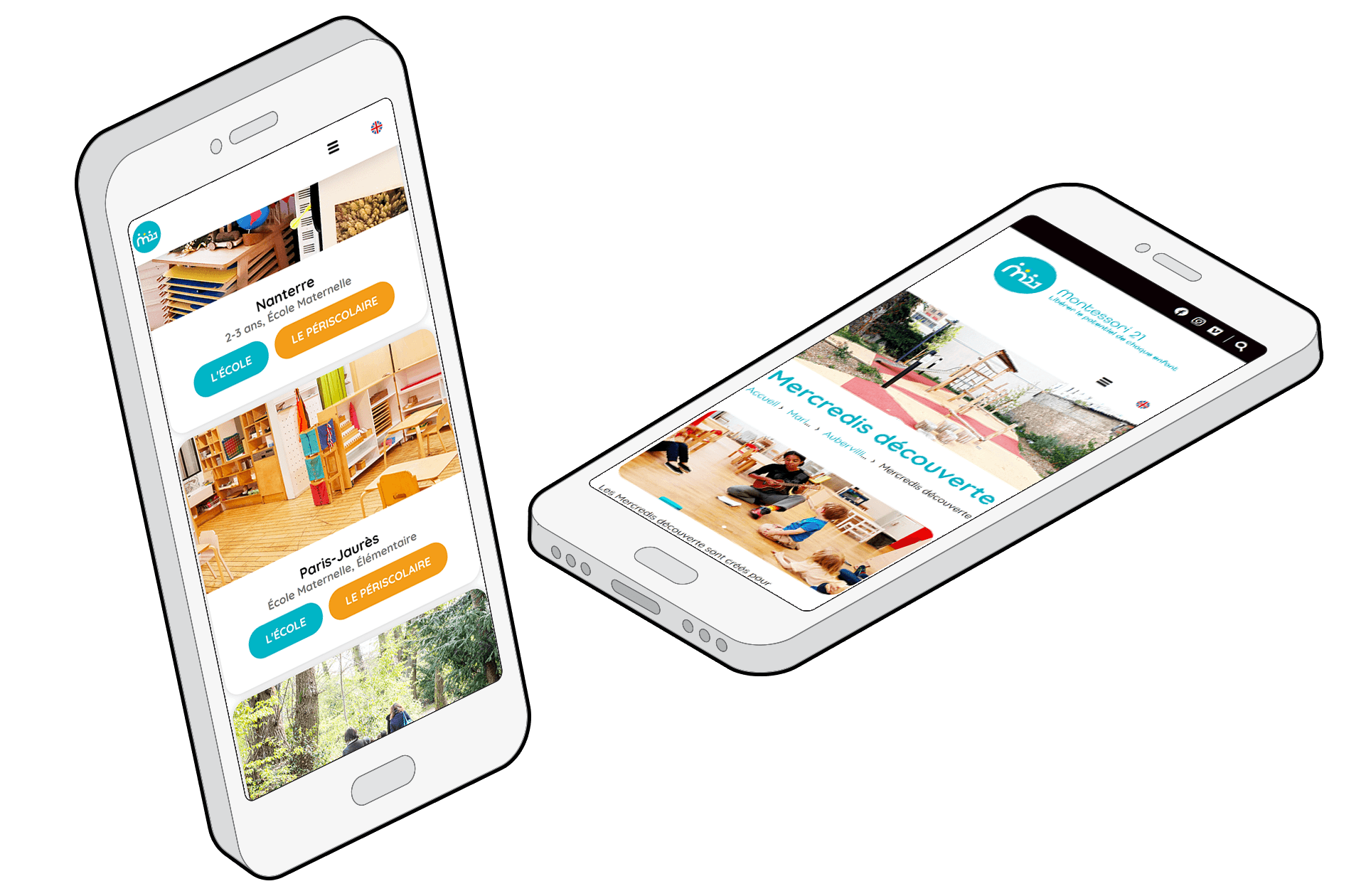 Montessori 21, pages mobile